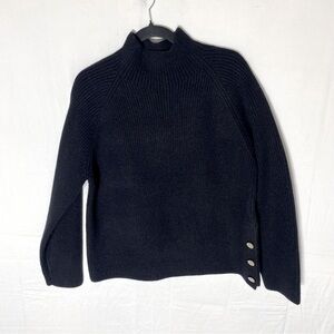 Esqualo Black Ribbed Knit Mock Neck Sweater L Minimalist Contemporary
